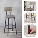 Round bar stool set with shelf, upholstered stool with backrest Grey, 23.62'' W x 23.62'' D x 35.43'' H. Default -DTYStore