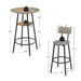 Round bar stool set with shelf, upholstered stool with backrest Grey, 23.62'' W x 23.62'' D x 35.43'' H. Default -DTYStore