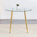 Round dining table with glass top, gilded metal legs, exquisite living, starting from the details, the gold legs show an extraordinary texture, which is the finishing touch to your home.36*36 Default -DTYStore