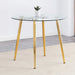 Round dining table with glass top, gilded metal legs, exquisite living, starting from the details, the gold legs show an extraordinary texture, which is the finishing touch to your home.36*36 Default -DTYStore