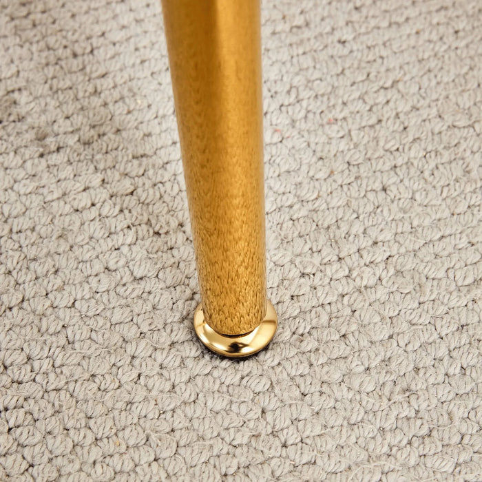 Round dining table with glass top, gilded metal legs, exquisite living, starting from the details, the gold legs show an extraordinary texture, which is the finishing touch to your home.36*36 Default -DTYStore