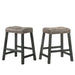 Rustic Backless Counter Stool Set of 2 – 25 Inch Wooden Farmhouse Barstool with Brown Leather Seat, Distressed Finish & Sturdy Frame – Space-Saving Counter-Height Seating for Kitchen & Bar Default -DTYStore