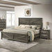 Rustic Gray 3pc Set Eastern King Size Bed 2x Nightstands Unique Design Headboard Bedroom Furniture Metal Accents Default -DTYStore