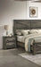 Rustic Gray 3pc Set Eastern King Size Bed 2x Nightstands Unique Design Headboard Bedroom Furniture Metal Accents Default -DTYStore