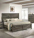 Rustic Gray 3pc Set Eastern King Size Bed 2x Nightstands Unique Design Headboard Bedroom Furniture Metal Accents Default -DTYStore