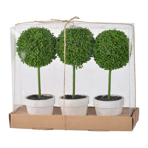 S/3 D3.5x9.5' Mini Faux Topiaries in Cream Pot Default -DTYStore