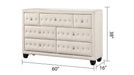 SOPHIA Crystal Tufted Full 5 Pc Bed Made with Wood in Cream Default -DTYStore