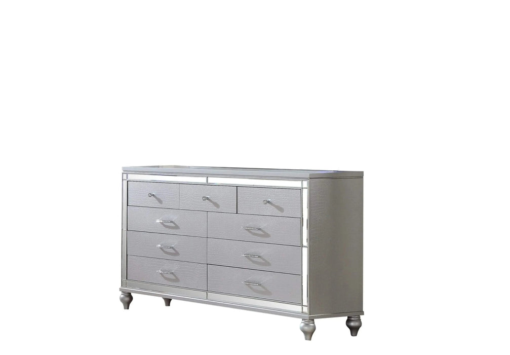 STERLING Full 4 PC LED Bedroom set made with wood in Silver Color Default -DTYStore