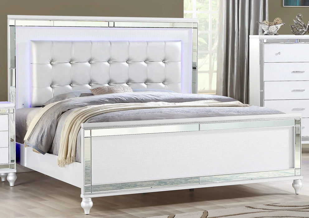 STERLING King 5 PC LED Bedroom set made with wood in White Color Default -DTYStore
