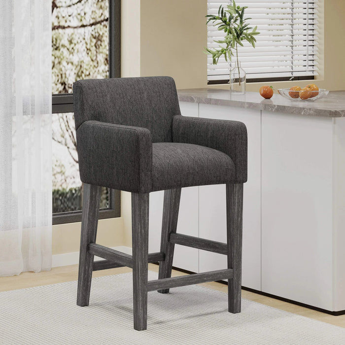 Serenitia 26-inch Upholstered Counter Chair with Straight Arm, Charcoal Default -DTYStore