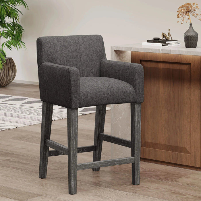 Serenitia 26-inch Upholstered Counter Chair with Straight Arm, Charcoal Default -DTYStore