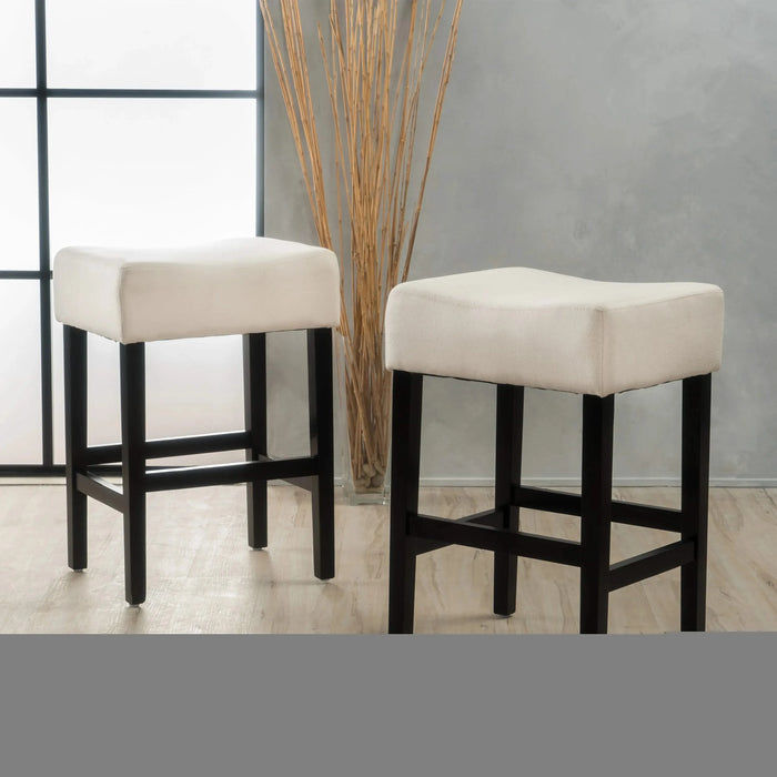 Set of 2, 26.75' Backless Fabric Counter Height Barstool, Beige Default -DTYStore
