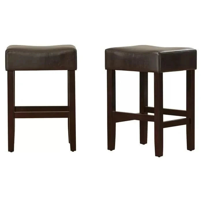 Set of 2, 26.75' Backless Faux Leather Counter Height Barstool Default -DTYStore