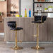 Set of 2 Bar Stools,with Chrome Footrest and Base Swivel Height Adjustable Mechanical Lifting Velvet + Golden Leg Simple Bar Stool-Black Default -DTYStore