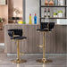 Set of 2 Bar Stools,with Chrome Footrest and Base Swivel Height Adjustable Mechanical Lifting Velvet + Golden Leg Simple Bar Stool-Black Default -DTYStore