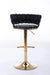 Set of 2 Bar Stools,with Chrome Footrest and Base Swivel Height Adjustable Mechanical Lifting Velvet + Golden Leg Simple Bar Stool-Black Default -DTYStore