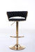 Set of 2 Bar Stools,with Chrome Footrest and Base Swivel Height Adjustable Mechanical Lifting Velvet + Golden Leg Simple Bar Stool-Black Default -DTYStore