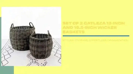 Set of 2 CATLEZA 13-inch and 16.5-inch Wicker Baskets -DTYStore