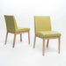 Set of 2 Contemporary Fabric Dining Chairs, Green and Natural Oak Default -DTYStore