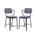 Set of 2 Counter Height Chairs with Metal Frame, Gunmetal Default -DTYStore