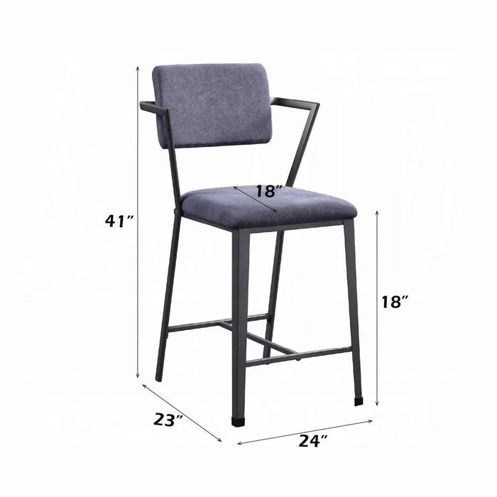 Set of 2 Counter Height Chairs with Metal Frame, Gunmetal Default -DTYStore