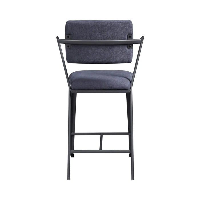 Set of 2 Counter Height Chairs with Metal Frame, Gunmetal Default -DTYStore