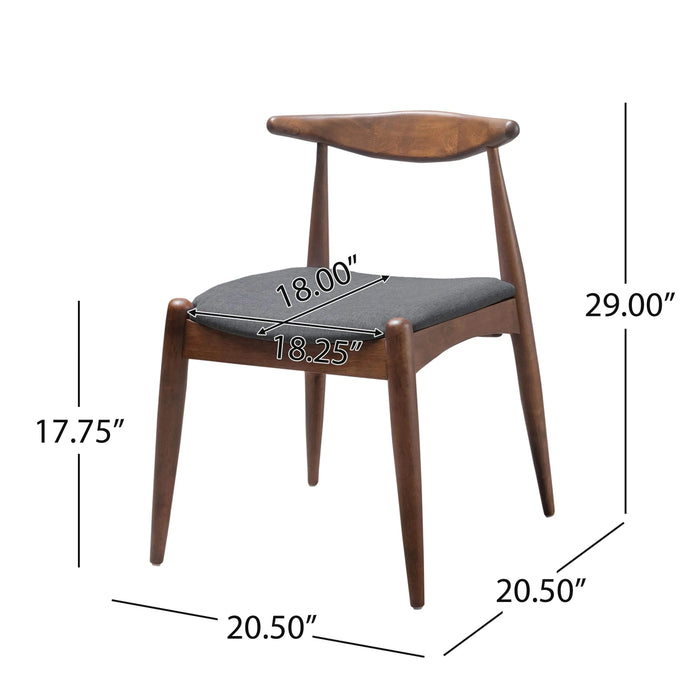 Set of 2 Rubberwood Dining Chairs with Ergonomic Backrest & Comfort Cushions, Walnut+Charcoal (same sku: 59296.00F) Default -DTYStore