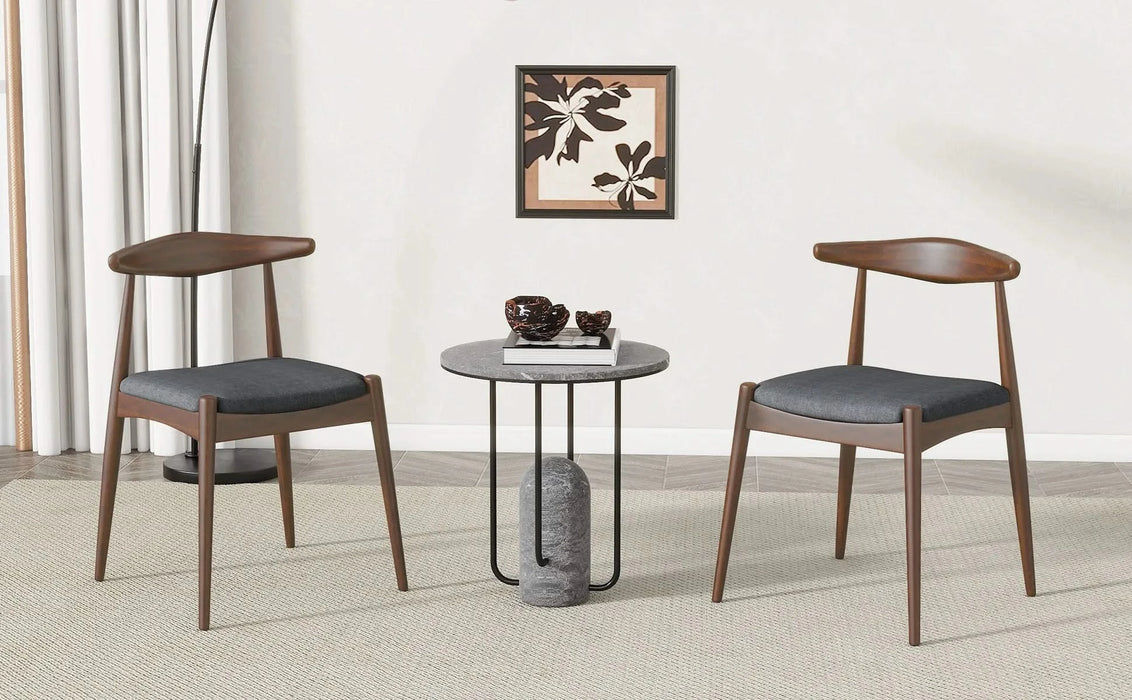 Set of 2 Rubberwood Dining Chairs with Ergonomic Backrest & Comfort Cushions, Walnut+Charcoal (same sku: 59296.00F) Default -DTYStore