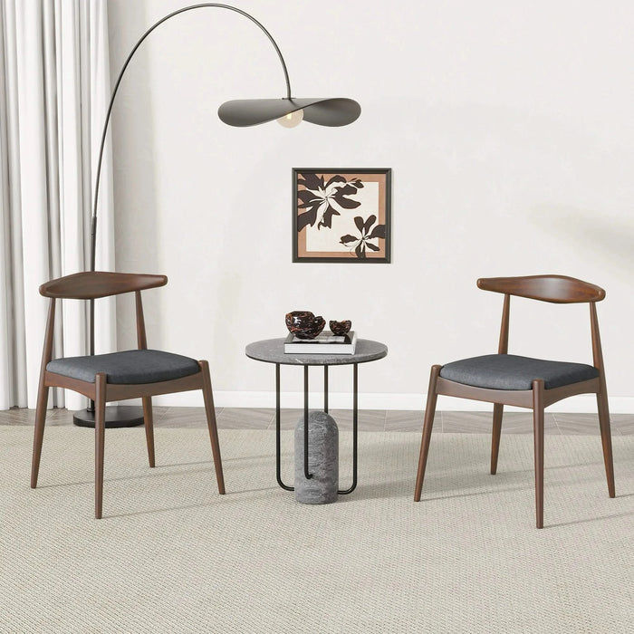 Set of 2 Rubberwood Dining Chairs with Ergonomic Backrest & Comfort Cushions, Walnut+Charcoal (same sku: 59296.00F) Default -DTYStore