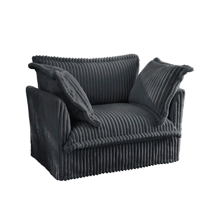 Set of 2 Slipcovered Armchairs - Deep Seat Accent Chairs with Large Soft Pillows Camel Corduroy -DTYStore