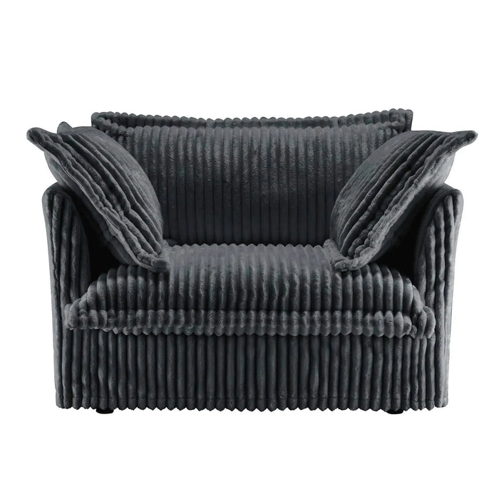 Set of 2 Slipcovered Armchairs - Deep Seat Accent Chairs with Large Soft Pillows Camel Corduroy -DTYStore