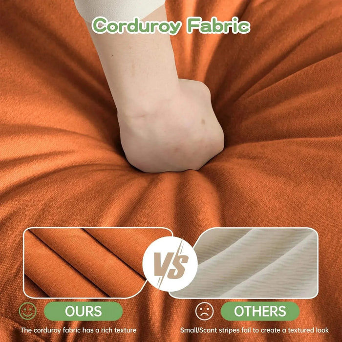 Set of 2 Slipcovered Armchairs - Deep Seat Accent Chairs with Large Soft Pillows Corduroy -DTYStore