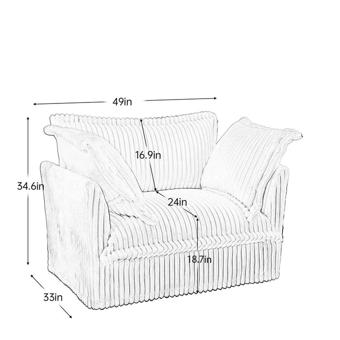 Set of 2 Slipcovered Armchairs - Deep Seat Accent Chairs with Large Soft Pillows Camel Corduroy -DTYStore