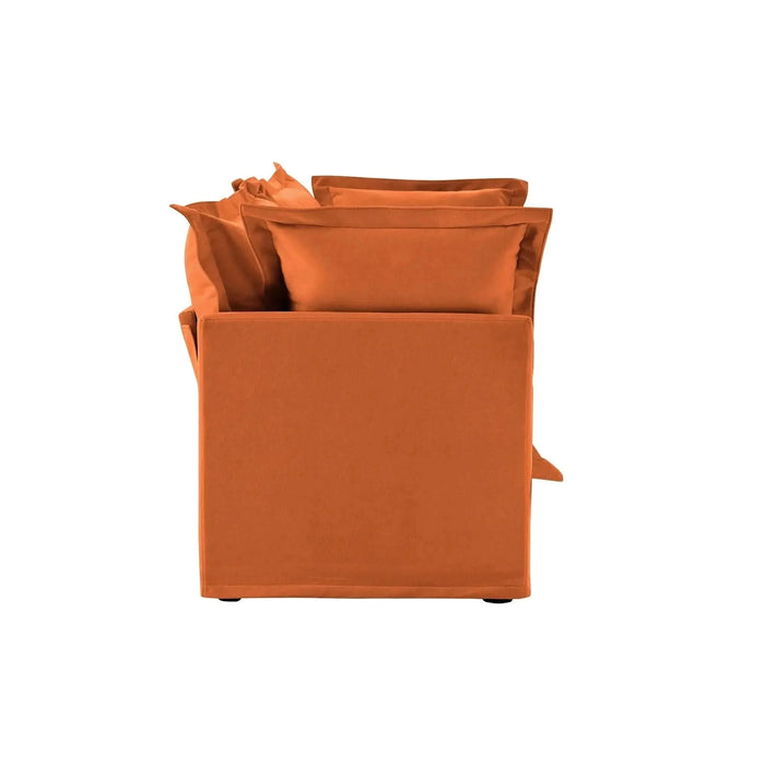 Set of 2 Slipcovered Armchairs - Deep Seat Accent Chairs with Large Soft Pillows Corduroy -DTYStore