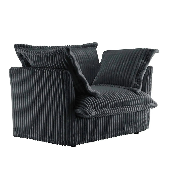 Set of 2 Slipcovered Armchairs - Deep Seat Accent Chairs with Large Soft Pillows Camel Corduroy -DTYStore