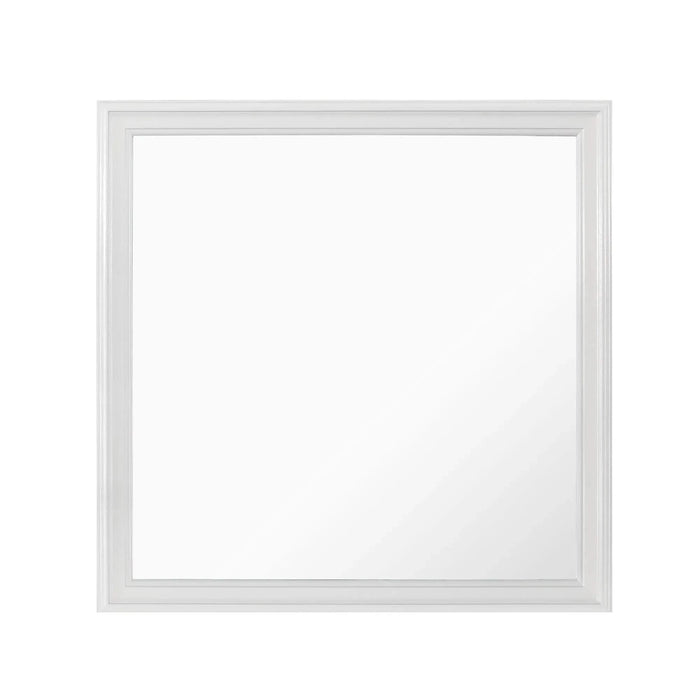 Shaker Style White Queen Bedroom Set with Crystal Inspired Tufted Headboard and LED Lighting Default -DTYStore