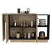 Sicilia Kitchen Island, Two External Shelves, Double Door Cabinets, Three Shelves -Black / Light Oak Default -DTYStore