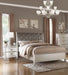 Silver Faux Leather Glamorous 3pc Bedroom Set Queen Size Bed 2x Nightstands Tufted Headboard Furniture Default -DTYStore