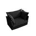 Slip-covered Armchair with 1 Big Back Cushion and 2 Big Toss Pillows, Single Deep Seat Comfy Single Couch Sofa Multiple Large Soft Pillows, Chenille Fabric Black -DTYStore