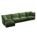 Slipcovered L Shape Sectional Long Sofa Couch, 4 Seater Sofa with Suppleness Armrests, Chenille Deep Seat Sofa with 2 Big Pillows, Comfy Couch for Living Room, Apartment, Chenille Fabric Green -DTYStore