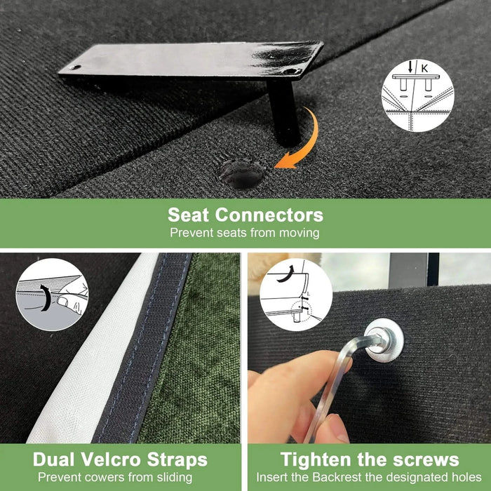 Slipcovered L Shape Sectional Long Sofa Couch, 4 Seater Sofa with Suppleness Armrests, Chenille Deep Seat Sofa with 2 Big Pillows, Comfy Couch for Living Room, Apartment, Chenille Fabric Green -DTYStore