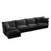 Slipcovered L Shape Sectional Long Sofa Couch, 4 Seater Sofa with Suppleness Armrests, Chenille Deep Seat Sofa with 2 Big Pillows, Comfy Couch for Living Room, Apartment, Chenille Fabric, Black Default -DTYStore