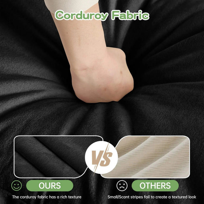 Slipcovered L Shape Sectional Long Sofa Couch, 4 Seater Sofa with Suppleness Armrests, Chenille Deep Seat Sofa with 2 Big Pillows, Comfy Couch for Living Room, Apartment, Chenille Fabric, Black Default -DTYStore