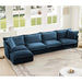 Slipcovered L Shape Sectional Long Sofa Couch, 4 Seater Sofa with Suppleness Armrests, Chenille Deep Seat Sofa with 2 Big Pillows, Comfy Couch for Living Room, Apartment, Chenille Fabric Blue -DTYStore