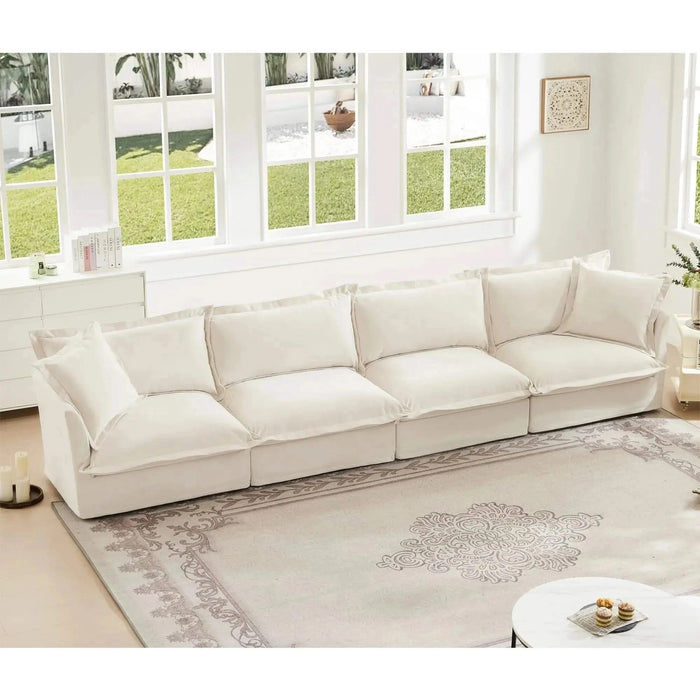 Slipcovered Long Sofa with Removable Cover, Extra Deep Cloud Like Comfy Sofa Couch -DTYStore