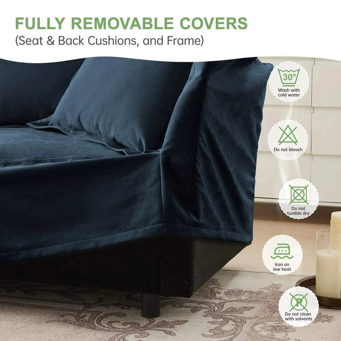 Slipcovered Long Sofa with Removable Cover, Extra Deep Cloud Like Comfy Sofa Couch -DTYStore