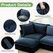 Slipcovered Long Sofa with Removable Cover, Extra Deep Cloud Like Comfy Sofa Couch -DTYStore