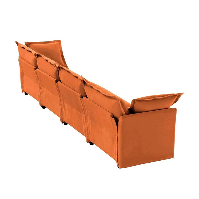 Slipcovered Long Sofa with Removable Cover, Extra Deep Cloud Like Comfy Sofa Couch Camel Corduroy -DTYStore