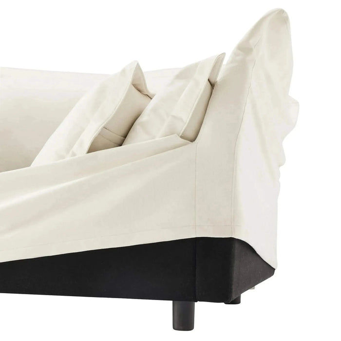 Slipcovered Long Sofa with Removable Cover, Extra Deep Cloud Like Comfy Sofa Couch Camel Corduroy -DTYStore