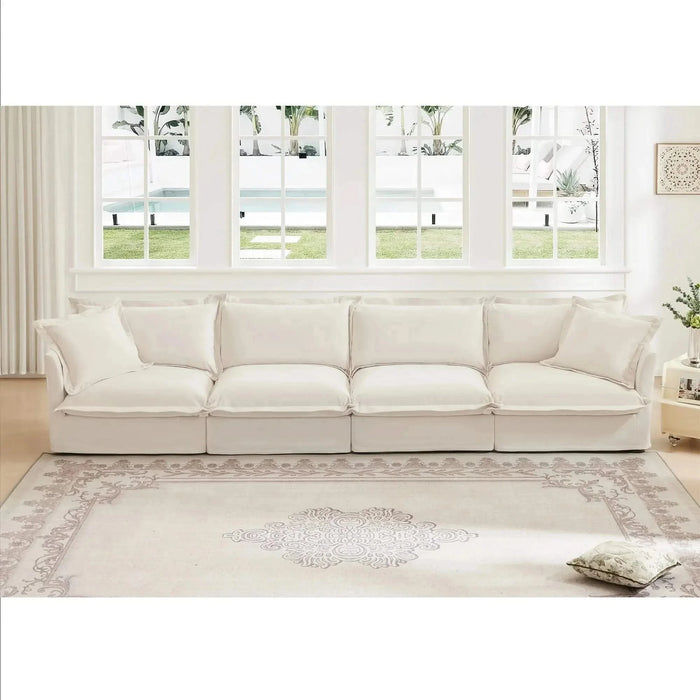 Slipcovered Long Sofa with Removable Cover, Extra Deep Cloud Like Comfy Sofa Couch -DTYStore
